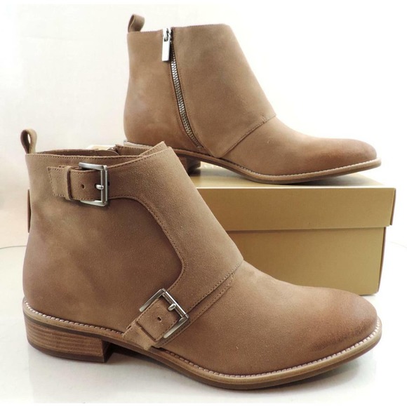Michael Kors Adams Monk Strap Bootie Suede Beige Dark Khaki Size 10 - Picture 5 of 7